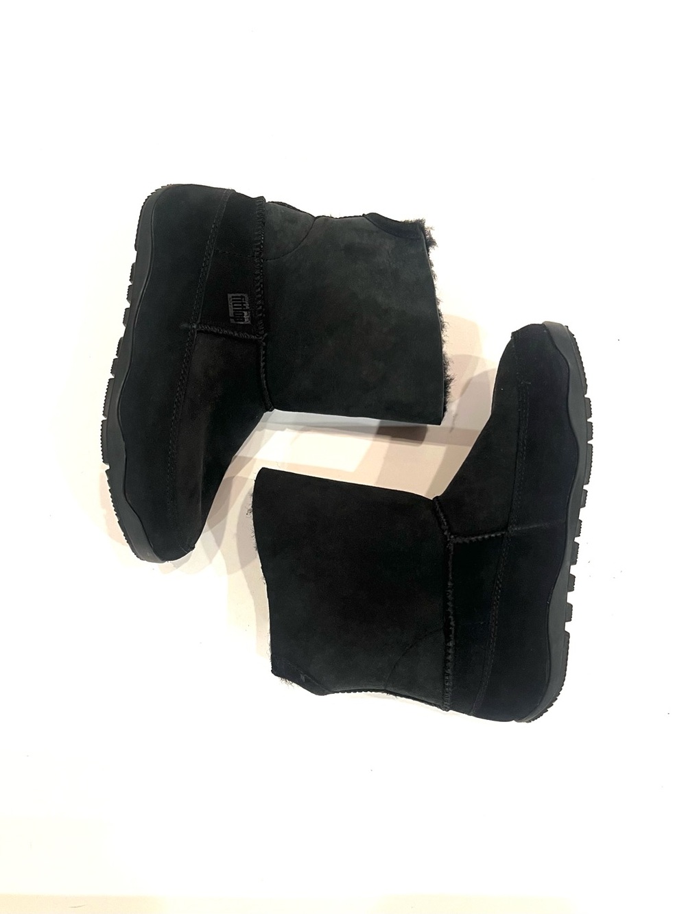 FitFlop Original MukLuk Shorty Double Face Shearling Black Suede Leather Boots 6